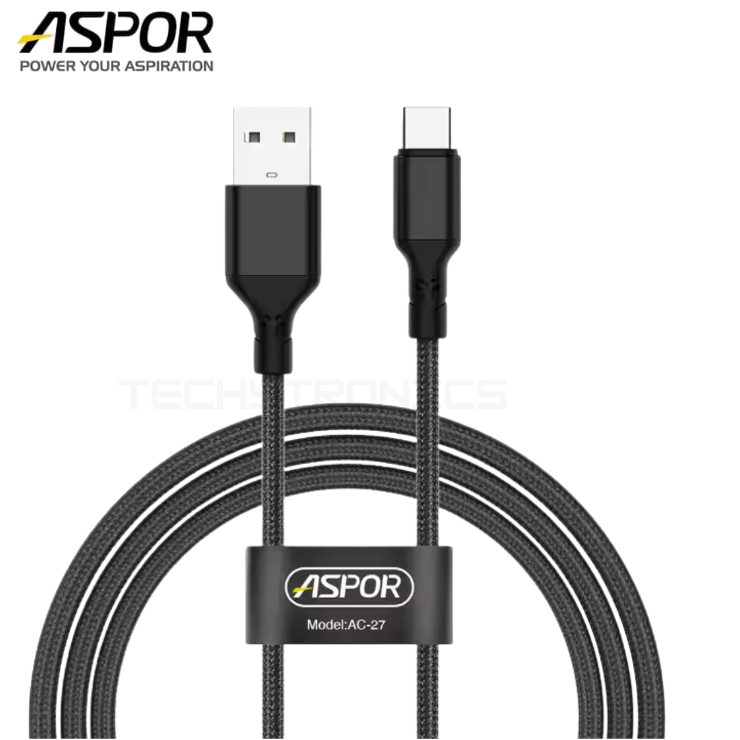 Aspor AC-27 USB type C 3.1A FAST CHARGE nylon braided cable - Image 2